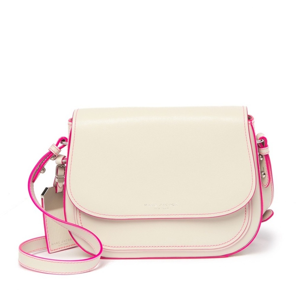 Marc Jacobs Cream Crossbody Bag with Hot Pink Trim